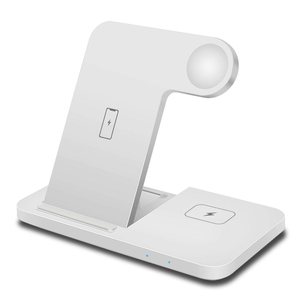 Foldable 3-in-1 Wireless Charger Stand - 15W Fast Charging Pad for Phone, Watch & Earbuds