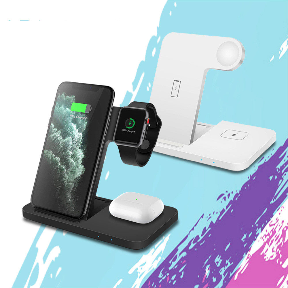 Foldable 3-in-1 Wireless Charger Stand - 15W Fast Charging Pad for Phone, Watch & Earbuds