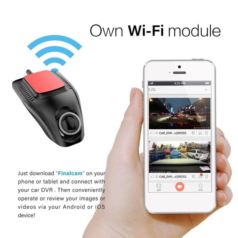 WiFi Dash Cam - Full HD Car Dashboard Camera with Night Vision & Loop Recording